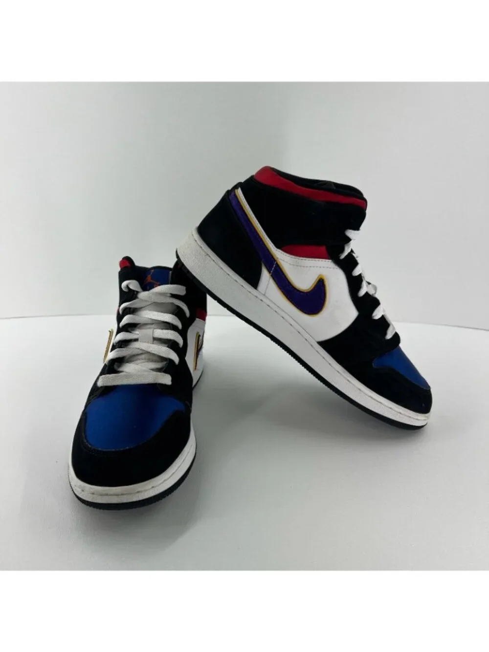 Nike Air Jordan 1 Mid SE GS Rivals Sneakers Youth Size 7 BQ6931-005 Black Blue
